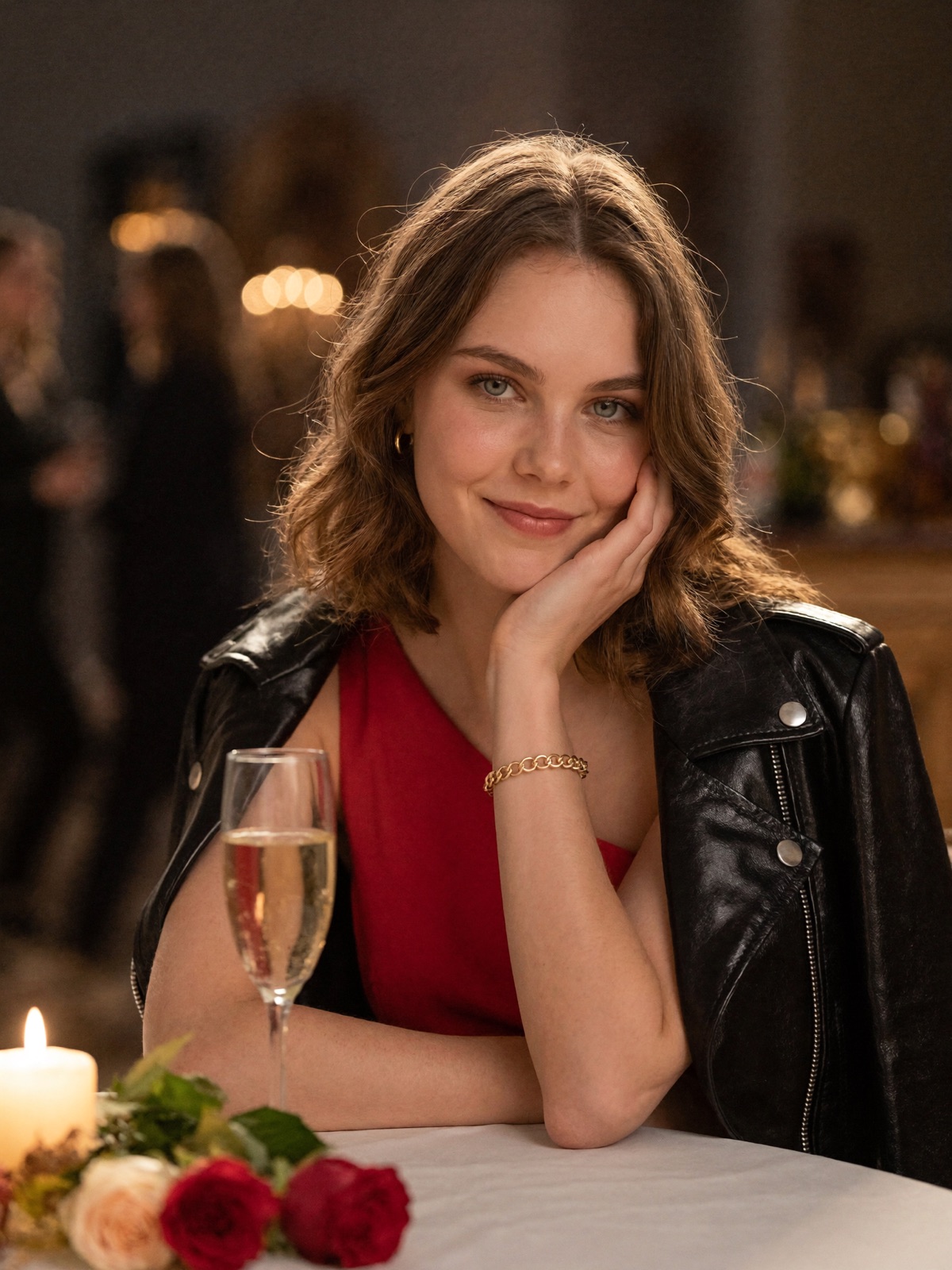 Sophia Auenfeld® at a Paris café at night